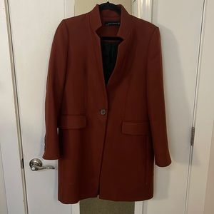 Zara long peacoat in red wine